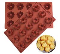 Bustlwor 2 Pcs Moldes Concéntricos de Silicona, Mini Molde de Silicona, Molde Bizcocho Silicona, para Hornear, para Pasteles, Magdalenas, Chocolates, Tortas, Pudín (Marrón)