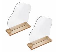 Bustlwor 2 Piezas Acrílico Espejo Maquillaje en Forma de Nube, con Base de Madera, para Dormitorio Salón Hotel Decoración de la Habitación