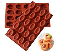 Bustlwor 2 Piezas Moldes Concéntricos de Silicona, Mini Molde de Silicona, Molde Bizcocho Silicona, para Hornear, Pasteles, Chocolates, Pudín (Marrón, 20 Agujeros)