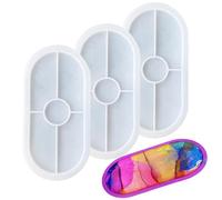 Bustlwor 3 Piezas Molde de Silicona para Posavasos, Posavasos de Silicona de Bricolaje, Molde de Silicona Ovalado, Para Hormigón, Resina, Fundición, Manualidades(Blanco)
