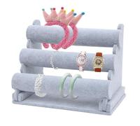 Bustlwor Estante para Pulseras de 3 Niveles, Soporte de Joyería para Reloj, Soporte para Pulsera Extraíble, Adecuado para Joyería, Relojes, Collares, Pulseras(Gris)