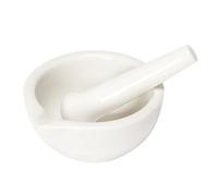 Bustlwor Mortero Cerámico, Kit De Mortero Y Mano de Porcelana, Mortero de Mortero de Porcelana, para Triturar Ajo, Pimienta, Perejil, Especias (Blanco)