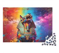 Busto de Faraón Egipcio Puzzle de 1000 Piezas Papel Puzzle para Adultos Arte Cósmico Colorido Relajación Decoración Regalo 38x26cm/1000pcs