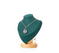 Busto de joyería con Base de madera, soporte de exhibición, collar, modelo de maniquí for espectáculos de encimera de dormitorio(S GREEN)
