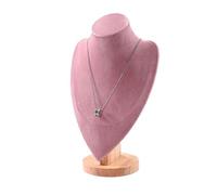 Busto de joyería con Base de madera, soporte de exhibición, collar, modelo de maniquí for espectáculos de encimera de dormitorio(L Pink)
