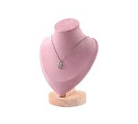 Busto de joyería con Base de madera, soporte de exhibición, collar, modelo de maniquí for espectáculos de encimera de dormitorio(S Pink)
