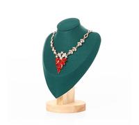 Busto de joyería con Base de madera, soporte de exhibición, collar, modelo de maniquí for espectáculos de encimera de dormitorio(M GREEN)