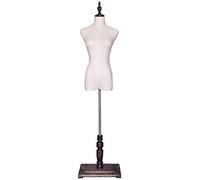 Busto de maniquí de Sastre para Mujer, Base de Madera Maciza, Altura Ajustable, para exhibición de Ropa y Joyas., A