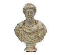 Busto de Marco Aurelio - Escultura beige del emperador romano y filósofo estoico | arte de yeso griego hecho a mano | decoración clásica 17,8 cm
