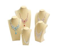 Busto expositor para collares Expositor de collares franela Modelo cuello joyería Soporte for accesorios imagen Gabinete(Yellow,30cm high)