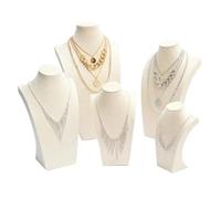 Busto expositor para collares Expositor de collares franela Modelo cuello joyería Soporte for accesorios imagen Gabinete(Beige,30cm high)