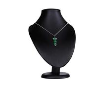 Busto expositor para collares Soporte for anillos y pendientes de cuero sintético negro for joyería, colgante, collar, cadena, gargantilla, organizador busto brazalete(Tall 25cm)