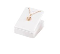 Busto expositor para collares White Leather Pendant Necklace Chain Jewellery Display Stand Mannequin Holder Rack Bracelet Earrings Ring Counter Organizer(Round Corner Pendant)