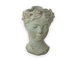 Busto externo de aspecto antiguo de aprox. Macetero de 27 x 18 cm, color gris mate, para plantas y flores, decoración antigua, cerámica robusta, decoración vintage