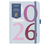 Busy B 2026 Diary A6 Weekly Planner with To-Do Lists & Notes Pages - Compact Blue Graphic Journal - Week-to-View Layout, 3 Pockets & Year Planner