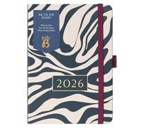 Busy B 2026 Diary - A6 Weekly Planner with To-Do Lists & Notes Pages - Compact Charcoal Marble Fabric Journal - Week-to-View Layout, 3 Pockets & Year Planner