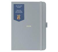 Busy B 2026 Diary A6 Weekly Planner with To-Do Lists & Notes Pages - Compact Grey Journal - Week-to-View Layout, 3 Pockets & Year Planner