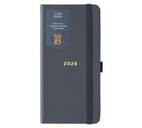 Busy B 2026 Slim Weekly Planner Diary with Charcoal Faux Leather Cover - Compact Design Pocket Diary, Week to View Layout, Notes Pages & Storage Pocket - Handbag-Sized Journal for Organisation