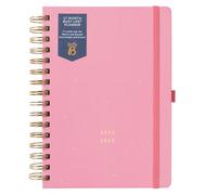 Busy B A5 Diary - Mid-Year 17 Month Busy Life Planner - Aug '25 - Dec '26 - Pink Cover - Week-to-View Academic Planner with Dual Schedules, Tear-off lists, Pen Loop, Storage Pocket & Elastic Closure