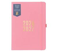 Busy B A5 Weekly Diary - Mid-Year Academic Planner - Aug '26 - Aug '27 - Pink Vegan Leather Cover - Week to View Academic Planner with Stickers, Pen Loop & List Pad