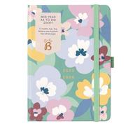 Busy B A6 Diary - Mid-Year Academic Planner - Aug '25 - Aug '26 - Floral Print Planner Journal - Week-to-View with To-Do Lists, Notes Pages, 3 Pockets, Pen Loop, Year Planner & Elastic Closure