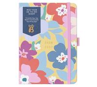 Busy B A6 Diary - Mid-Year Academic Planner - Aug '26 - Aug '27 - Floral Print Planner Journal - Week-to-View with To-Do Lists, Notes Pages, 3 Pockets, Pen Loop, Year Planner & Elastic Closure
