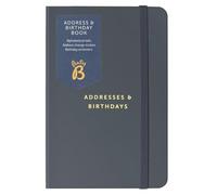 Busy B Address & Birthday Book - Charcoal Cover with Alphabetical Tabs, Address Change Stickers, Birthday Reminders, Handy Pockets & Elastic Closure Band