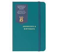 Busy B Address & Birthday Book - Teal Cover with Alphabetical Tabs, Address Change Stickers, Birthday Reminders, Handy Pockets & Elastic Closure Band