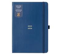 Busy B Agenda académica tamaño A5, agenda académica de mitad de año, 25 de agosto de 26, tapa de diario azul marino, planificador semanal con listas de tareas, páginas de notas, diseño de vista