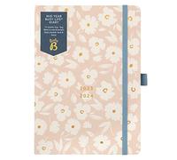 Busy B - Agenda mediados de año Busy Life Agosto 2023 - Agosto 2024 - Rosa Floral - Agenda académica 2023-2022 - Planificador A5 semanal con portabolígrafos, cierre elástico y bolsillos