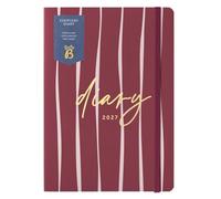 Busy B Agenda semanal A5 2027, rayas burdeos, notas y cierre