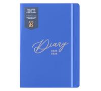 Busy B Agenda semanal tamaño A5, planificador académico de mitad de año, 25 de agosto de 26, tapa de diario azul zafiro, diseño semanal frente a una página de notas, objetivos, gastos, lazo para