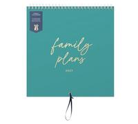 Busy B Calendario familiar de pared 2027, color verde azulado, 5 columnas | El calendario de pared familiar Busy B en color verde azulado cuenta con 5 columnas, bolsillos de almacenamiento y un gancho