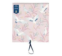 Busy B - Calendario Familiar de Pared Grande 2025 - Diseño Pájaros - Calendario mensual 2025 para familias atareadas con 5 columnas y bolsillos de almacenamiento y pegatinas de colores