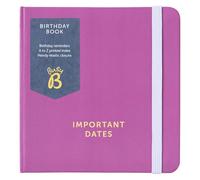 Busy B Libro de registro de cumpleaños, tapa rosa, diseño pequeño y compacto, recordatorios de cumpleaños, pedido por mes para una fácil referencia, espacio para múltiples cumpleaños por fecha y banda
