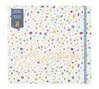 Busy B - Libro de tarjetas de cumpleaños - Terrazzo - Cuaderno con recordatorios de cumpleaños, bolsillos para tarjetas mensuales