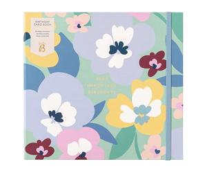 Busy B Multicoloured Floral Birthday Card Book - 13 Storage Pocket File for Storing Greetings Cards with Birthday & Anniversary Reminders & Anniversary Chart - FSC Certified - Measures 21 x 23cm