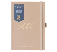 Busy B Password Book - Caramel Fabric Cover - All your Internet Passwords in One Place - Store a Maximum of 186 Internet Login Details - Compact & Discreet Design with A-to-Z Index & Elastic Closure