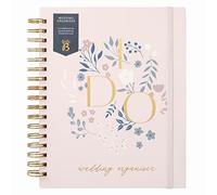 Busy B - Planificador de boda - Hermoso organizador de bodas encuadernado en espiral, en rosa y dorado, con cuatro secciones con pestañas y bolsillos archivos.