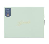 Busy B Wedding Guest Book - Sage Green Vegan Leather Cover - 64 Pages, Ribbon Closure, Space for Friends & Family Messages - Elegant Wedding Keepsake - 26.3 × 22cm