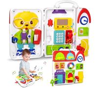 Busy Board Montessori 20 en 1 para Niños Juguete.música,Luces,Colores y Sentido del Tacto,Educación Temprana y Desarrollo Motor para niños/niñas de 18 Meses+.Juguetes de educación temprana