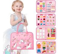 Busy Board Montessori Portátil Activity Board Libro Sensorial de Fieltro Juguetes Sensoriales para Niños Pequeños de 1 a 4 Años Tablero Montessori Juguetes Niños 3 Años para Viajes, Coches y Aviones