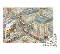 Busy City Square Puzzle 1000 Piezas Material Reciclable London Street Puzzles for Adultoss Divertido Present & Actividad for Hogar Excelente Regalo Idea for Men 38x26cm/1000pcs