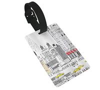 Busy City Traffic Jam Yellow Taxi Cab Urban Life Cartoon 2 piezas Etiquetas de equipaje, cubierta de privacidad ID Label Loop y tarjeta de dirección para maleta de viaje