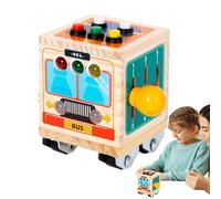 Busy Cube para niños | Busy Cube - Caja de actividades de diseño de autobuses - Actividades preescolares para niñas a partir de 3 años, juguete de viaje interactivo, mejora la motricidad fina