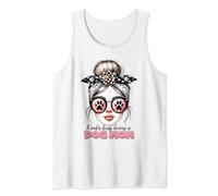 Busy Dog Mom Life Cute Messy Bun Día de la Madre Amante de las mascotas Camiseta sin Mangas