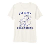 Busy Doing Nothing Funny Lazy Cat Camiseta Premium