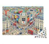 Busy Metropolis 1000 Piezas Puzzles Reciclado European City Streets Senior Puzzles Familiar Gaming Time Accesorios Accesorios para Juegos de Fiesta para Adultos and Age 10 Up 38x26cm/1000piezas