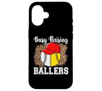 Busy Raising Ballers Softball Baseball Funny Girl mom Carcasa para iPhone 16