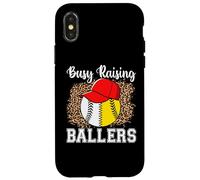 Busy Raising Ballers Softball Baseball Funny Girl mom Carcasa para iPhone X/XS